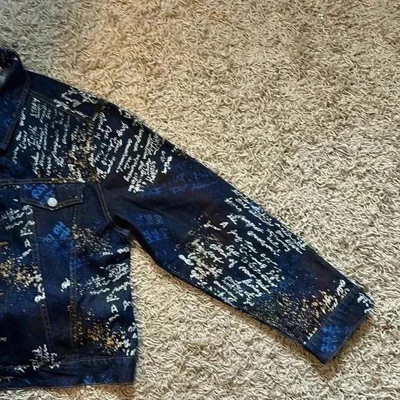 VTG 2pc Set Script Design Long Sleeve Jean Jacket Size Large (Sold Separately) - Picture 6 of 8
